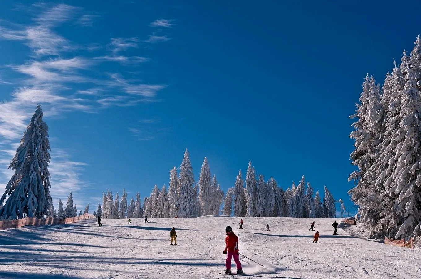 Skibus na zastávce u domu